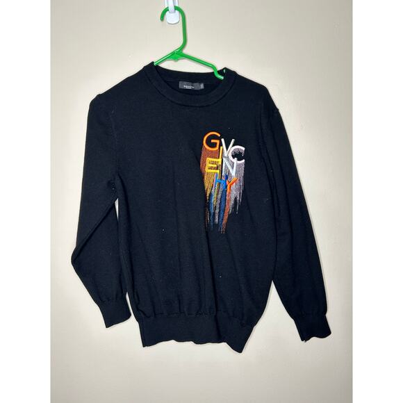 Wo’s 2XL Givenchy Paris Logo Drip Rainbow Embroidered Sweater READ MEASUREMENTS - Picture 1 of 3